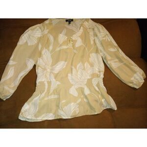 AUW Women's Creme & Gold Dress Blouse size S ...B3